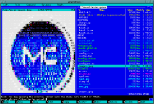 A screenshot showing the Midnight Commander logo from the developer