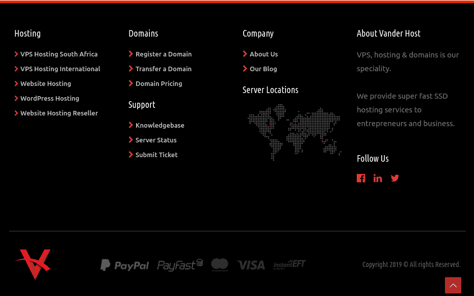 Beautiful Vander Host Website Footer