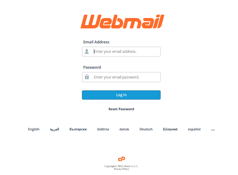 Login To Webmail cPanel Username Password